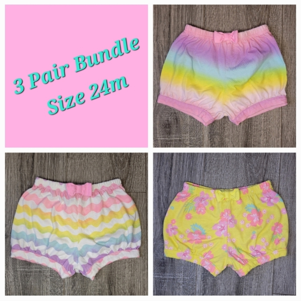 Cute Baby Girls Shorts Colorful 3 Pair Bundle